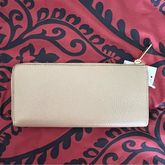 MICHAEL KORS Saffiano Leather Jet Set Travel Bisque Quarter Zip Wallet NWT - Picture 8 of 9